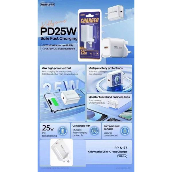 شارژر دیواری 25 وات ریمکس مدل Fast Charge PD25W