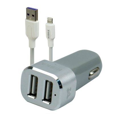 شارژر فندکی هیسکا مدل KL-C48 به همراه کابل تبدیل لایتنینگ