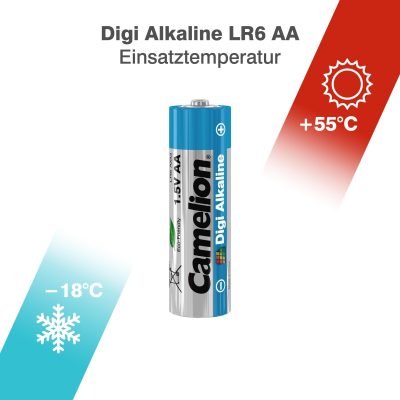 باتری قلمی و نیم قلمی کملیون مدل digi alkaline  بسته 12 عددی