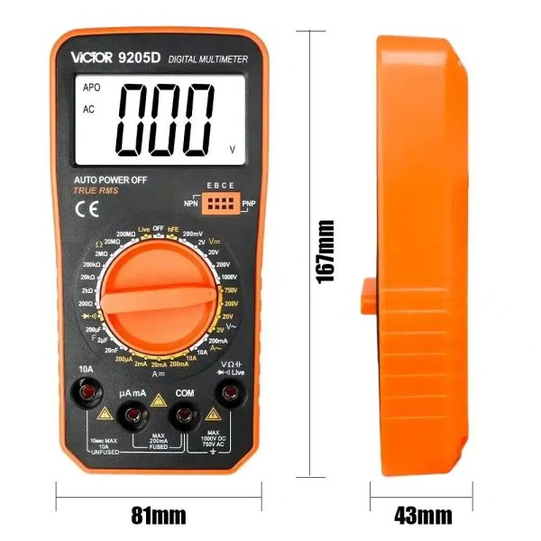 مولتی متر دیجیتال 10 آمپر ویکتور مدل 9205D