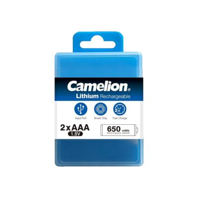 باتری نیم قلمی قابل شارژ کملیون مدل USB-TYPE C 650MAH بسته ۲ عددی