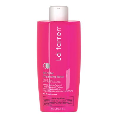 محلول پاک‌کننده آرایش و صورت لافارر مدل 01 مناسب پوست‌های چرب و معمولی حجم 250 میلی‌لیتر