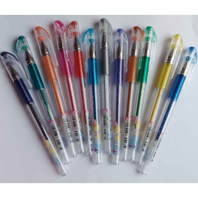 خودکار سی.کلاس مدل اکلیلی Glitter pen بسته 12 عددی
