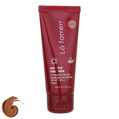کرم ضدآفتاب رنگی لافارر مدل SPF40، مناسب پوست‌های معمولی و خشک، حجم 40 میلی‌لیتر