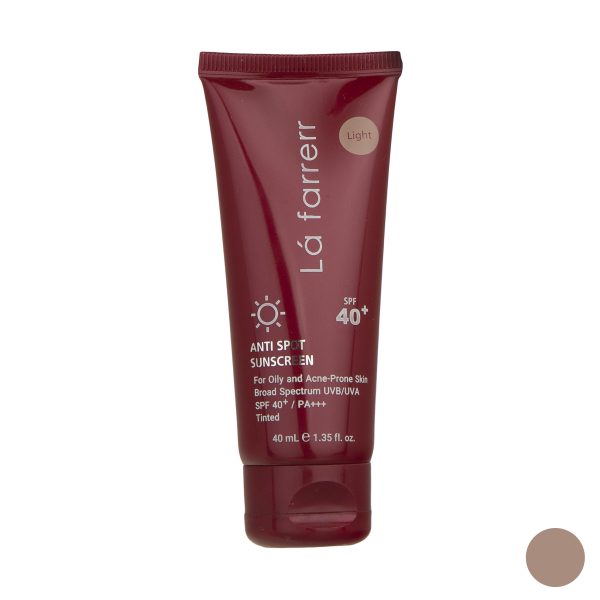 کرم ضدآفتاب و ضدلک رنگی لافارر مدل SPF40-Light، مناسب پوست‌های چرب، حجم 40 میلی‌لیتر