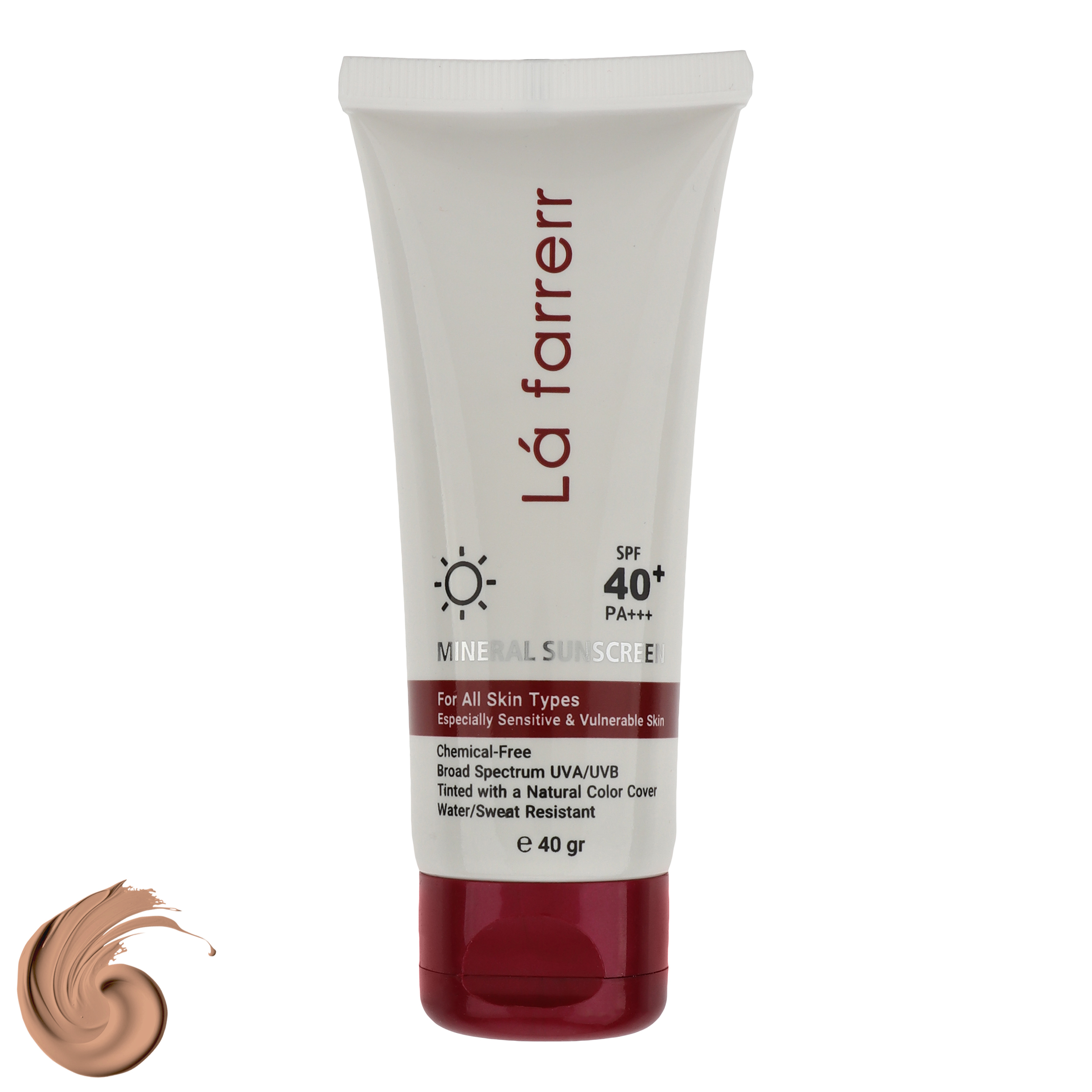 کرم ضد آفتاب رنگی لافارر SPF 40 مدل مینرال حاوی محافظ UVA و UVB و PA+++ مناسب انواع پوست حجم 40 میلیلیتر کرم ضد آفتاب رنگی لافارر SPF 40 مدل مینرال حاوی محافظ UVA و UVB و PA+++ مناسب انواع پوست حجم 40 میلیلیتر