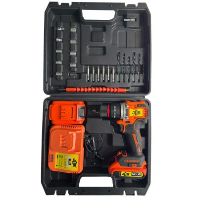 مجموعه 40 عددی دریل پیچ گوشتی شارژی چکشی سه نظام 10 میلیمتر 148 ولت جاب مدل JB-148MAX EDITION