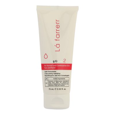 کرم مرطوب‌کننده و آبرسان دست و صورت لافارر مدل 02 مناسب پوست‌های معمولی و مختلط حجم 75 میلی‌لیتر