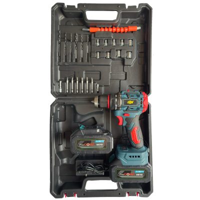 دریل پیچ گوشتی شارژی براشلس 10 میلیمتر 88 ولت مدل JB-25105K مجموعه 40 عددی