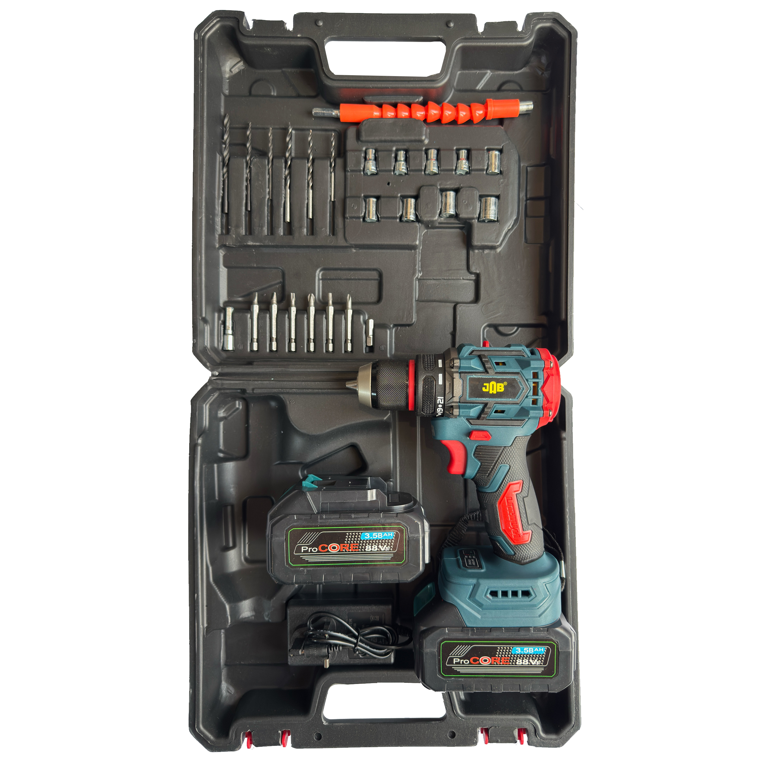 دریل پیچ گوشتی شارژی براشلس 10 میلیمتر 88 ولت مدل JB-25105K مجموعه 40 عددی دریل پیچ گوشتی شارژی براشلس 10 میلیمتر 88 ولت مدل JB-25105K مجموعه 40 عددی