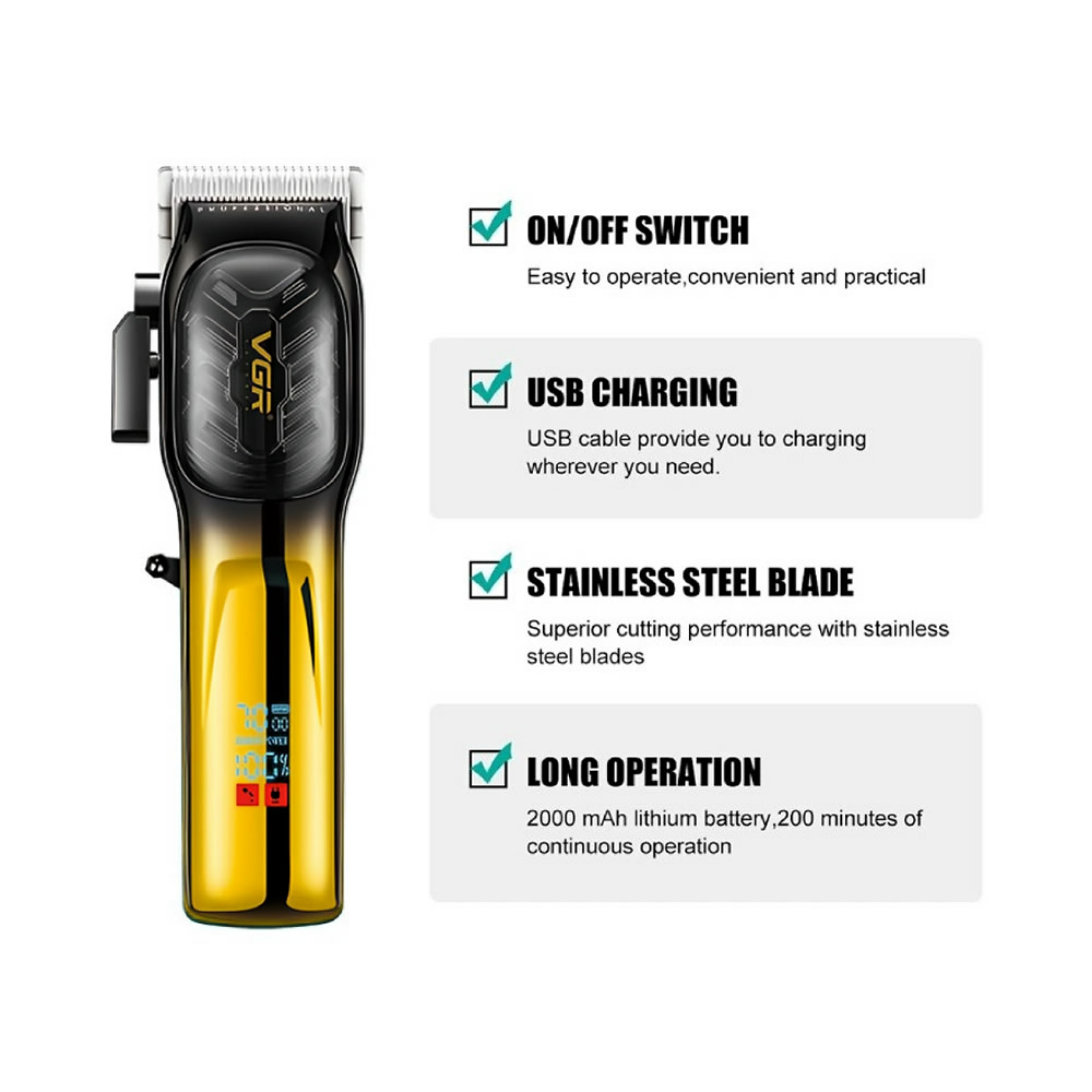 ماشین اصلاح موی سر و صورت شارژی وی جی ار مدل V-654 ماشین اصلاح موی سر و صورت شارژی وی جی ار مدل V-654