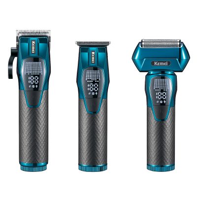 ست ماشین اصلاح موی سر و صورت شارژی کیمی مدل KM-8559 بسته 3 عددی