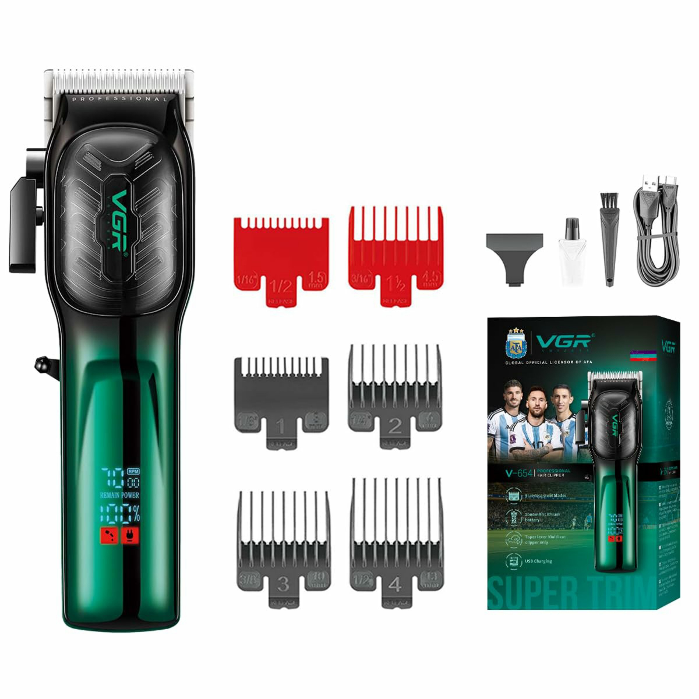 ماشین اصلاح موی سر و صورت شارژی وی جی ار مدل V-654 ماشین اصلاح موی سر و صورت شارژی وی جی ار مدل V-654