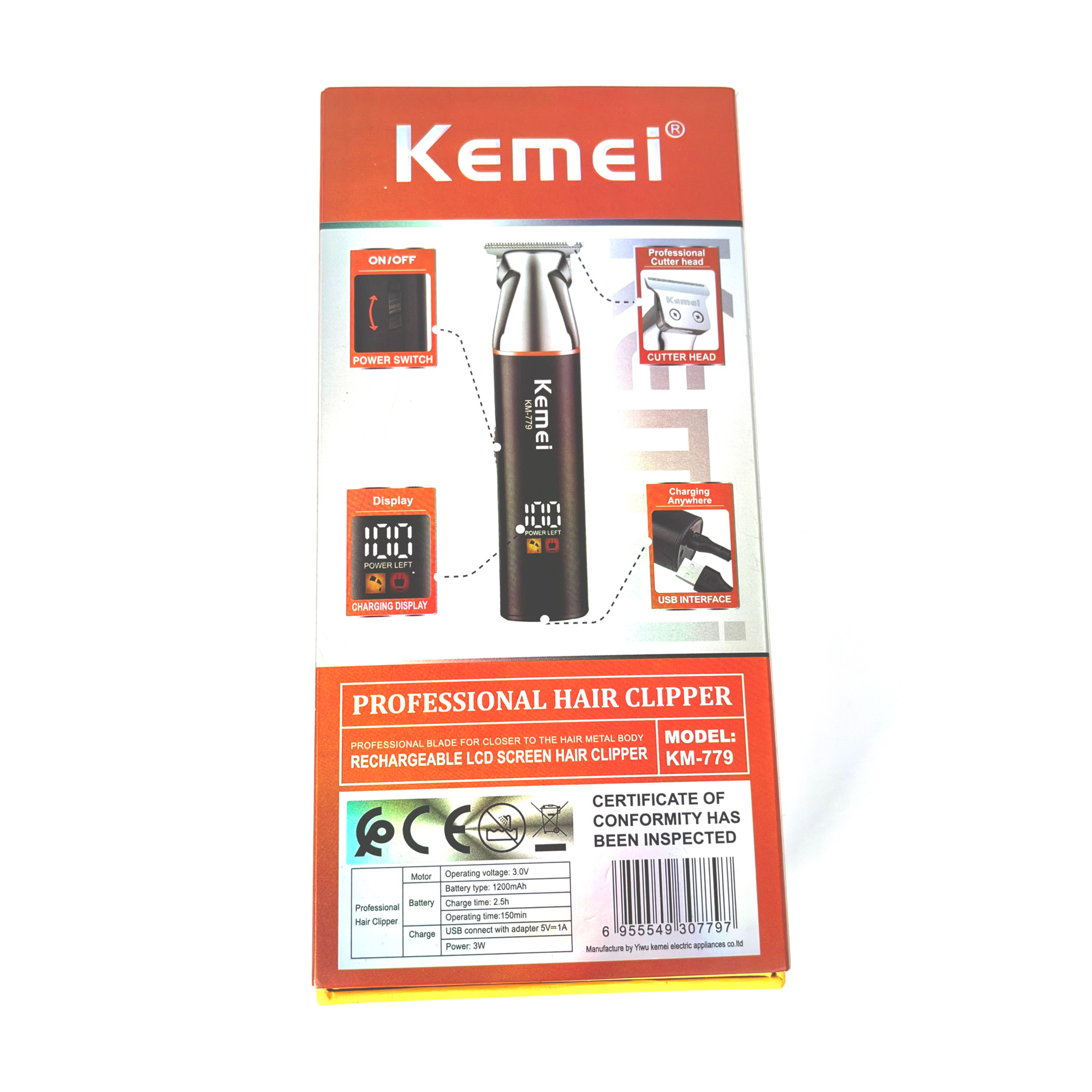 ماشین اصلاح موی سر و صورت کیمی مدل KM-779 ماشین اصلاح موی سر و صورت کیمی مدل KM-779