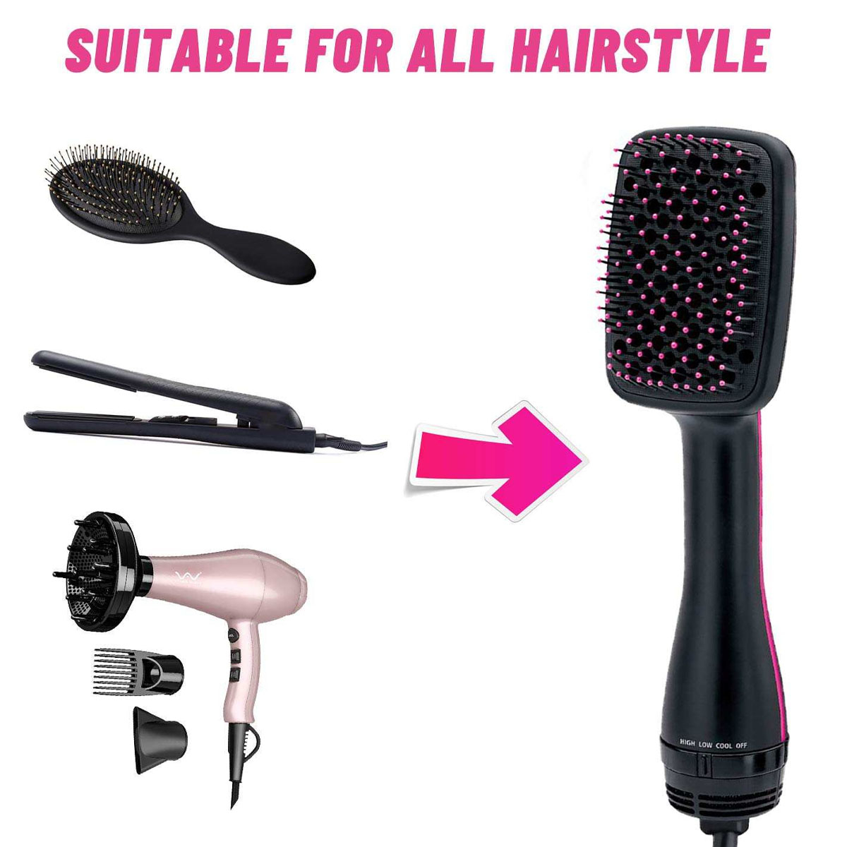 سشوار برس دار حالت دهنده روزیا مدل HR8113 سشوار برس دار حالت دهنده روزیا مدل HR8113