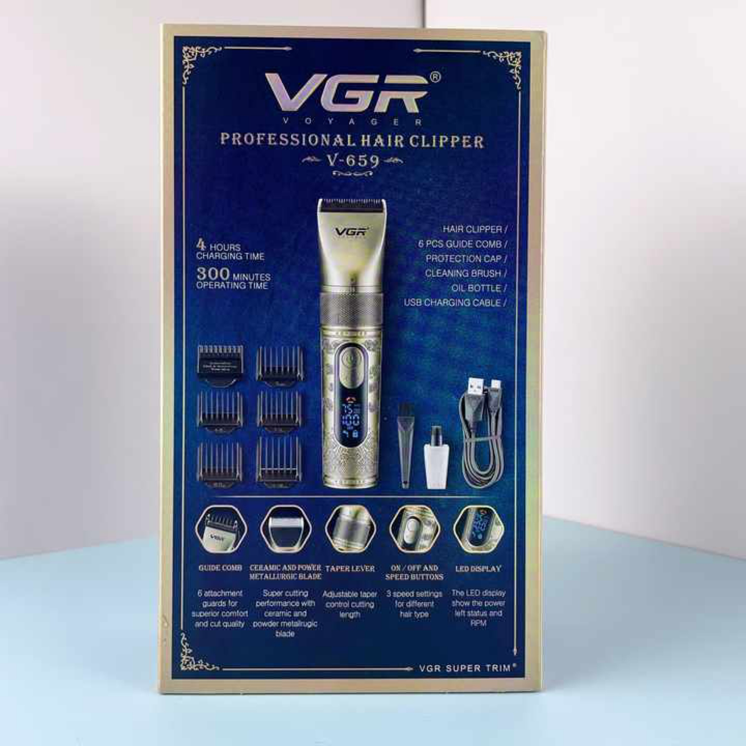 ماشین اصلاح موی سر و صورت شارژی وی جی ار مدل V-659 ماشین اصلاح موی سر و صورت شارژی وی جی ار مدل V-659