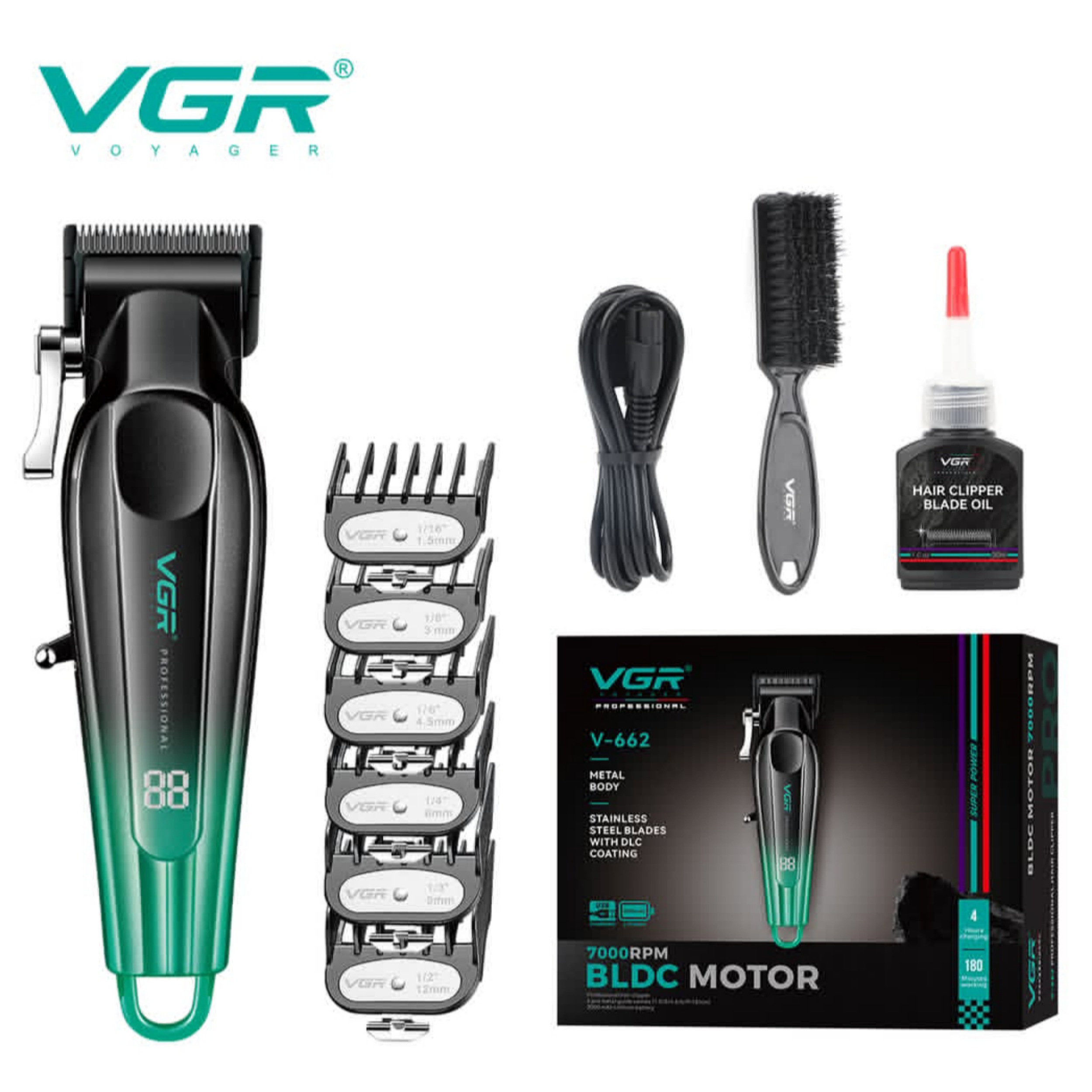 ماشین اصلاح موی سر و صورت شارژی وی جی ار مدل V-662 ماشین اصلاح موی سر و صورت شارژی وی جی ار مدل V-662