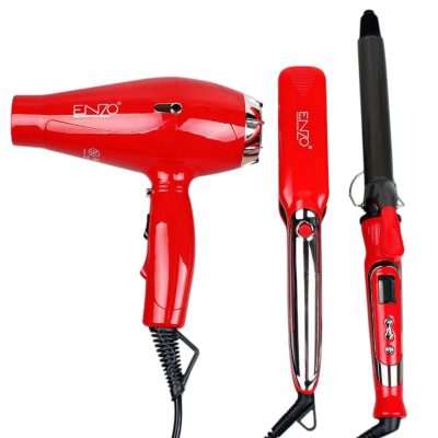 سشوار حرفه‌ای 6000 وات انزو پروفیشینال مدل EN-6305 3in1 به همراه اتو مو و فر کننده مو